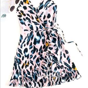 Plus Leopard Print Side Wrap Cami Dress